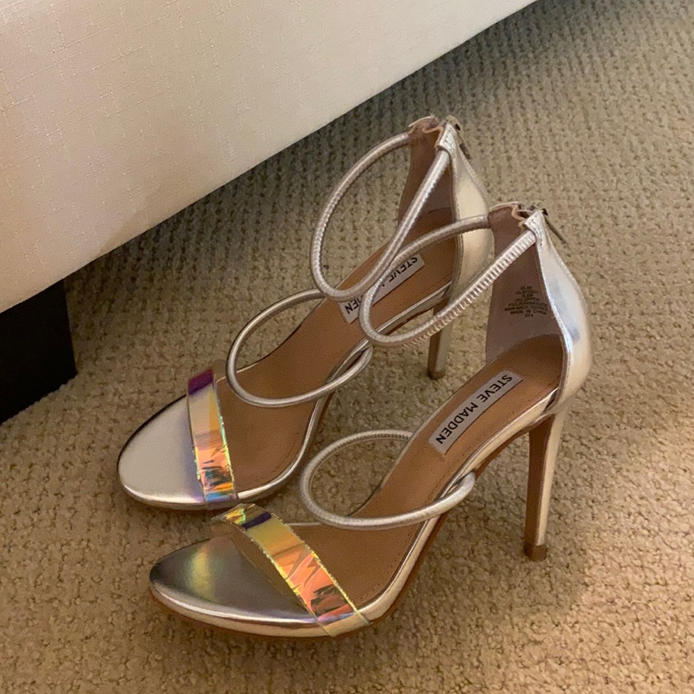Steve Madden silver iridescent heels